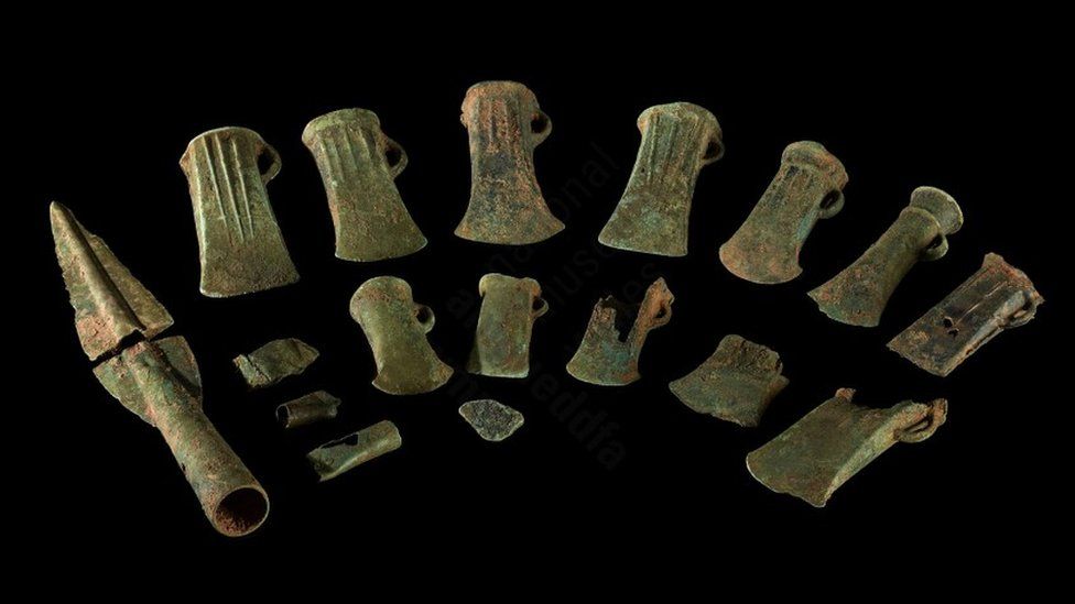 A detective found a treasure trove of bronze axes and spears